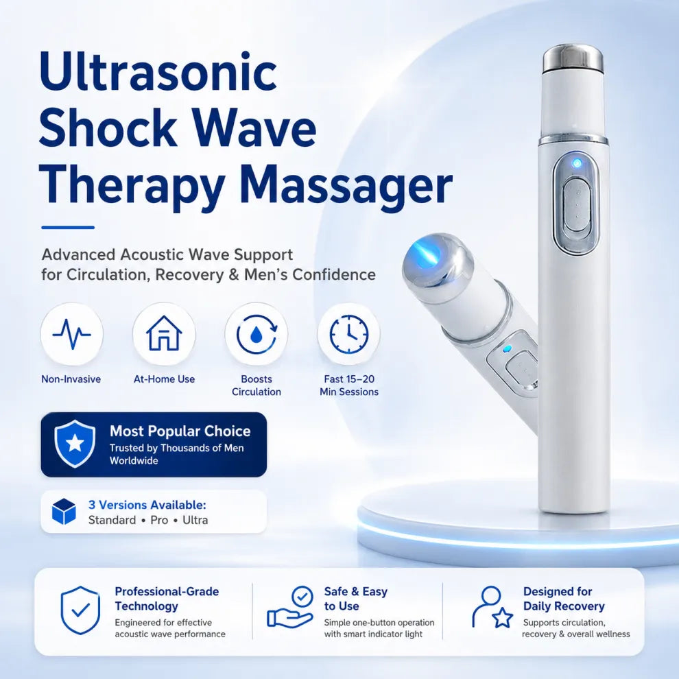 Advanced Acoustic Shockwave Therapy restores penile tissue health to enhance rise rigidity, stamina, and male performance confidence, relieving muscle pain, joint stiffness, tendon discomfort📈